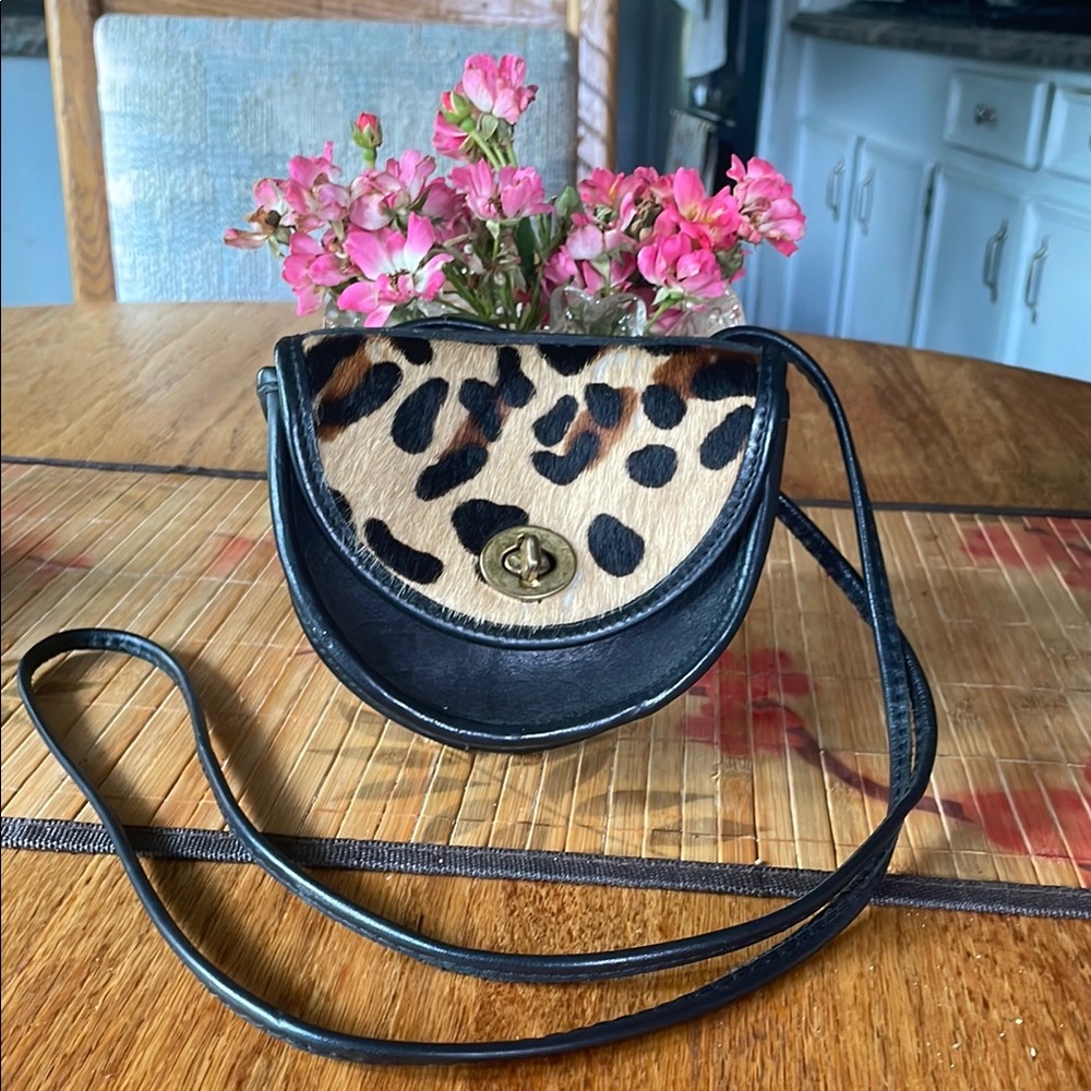 M. London Leather Leopard Print Crossbody Bag